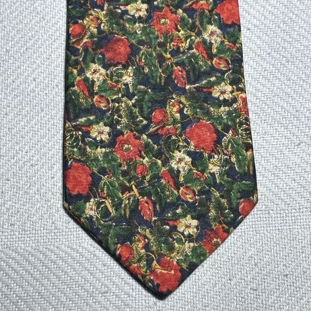 Brooks Brother‎ Makers Floral Gold Links Water Colors Art Silk Tie USA Made